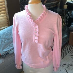 Bnwt Beautiful Pink Ruffle Sweater by CeCe
